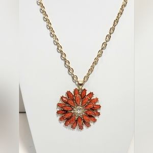 Amrita Singh Gorgeous Faceted Burnt Orange and Crystal Beaded Flower Necklace